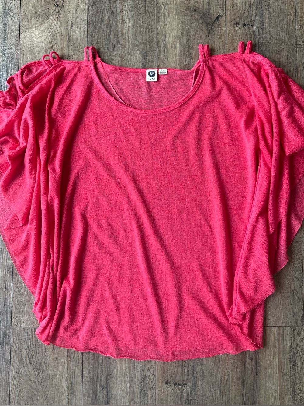 Roxy Bright Pink Strappy Swim Bathing Suit Cover Tunic Top